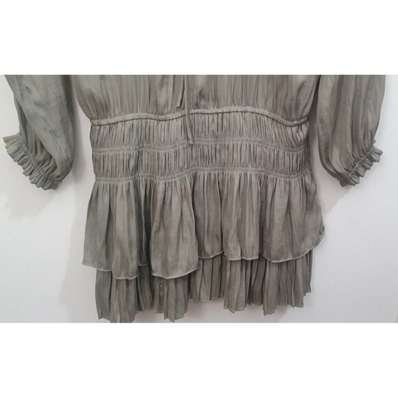 TaROO Aurelie Pleated Soft Mini Dress Olive Size S - Picture 8 of 14
